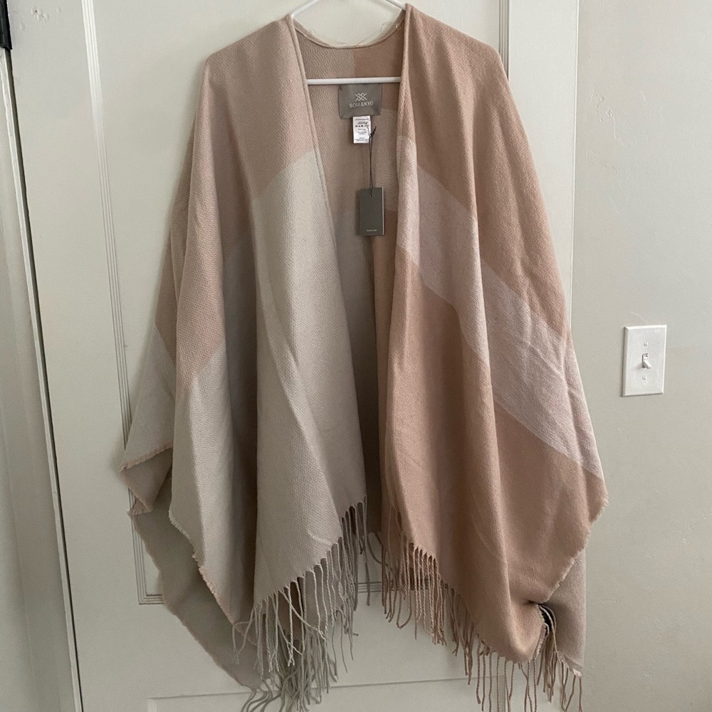 Striped Fringe Poncho